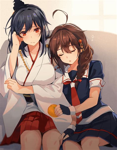 壁纸 动漫女孩 Kantai系列 Shigure KanColle Yamashiro KanColle 长发 黑发