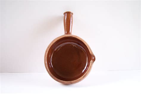 Poelon Caquelon En Terre Cuite Verniss E Marron Vintage Made Etsy France