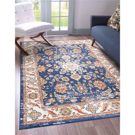 Latitude Vive Olender Oriental Machine Woven Blue Area Rug Wayfair Co Uk