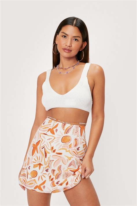 Abstract Print High Waisted Mini Skirt Boohoo Uk