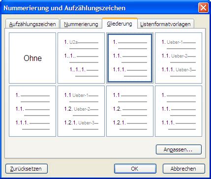 Wordwelt Format Nummerierung Co