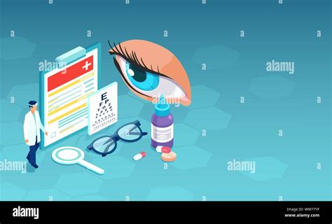 Isometric Vector Of Ophthalmologist Doctor Ready To Perform Eyesight