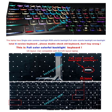 New Us Keyboard Full Color Colorful Per Key Backlit For Msi Gs Gs