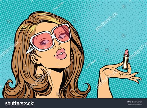 Beautiful Woman Lipstick Hand Pop Art Stock Vector Royalty Free