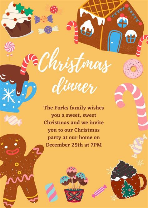 Christmas Dinner Invitation Editable Holiday Party Invitation Template