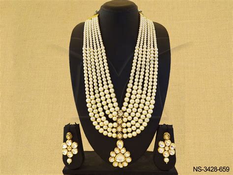 Multi Moti Layered Kundan Necklace Necklace Sets Copper And Brass