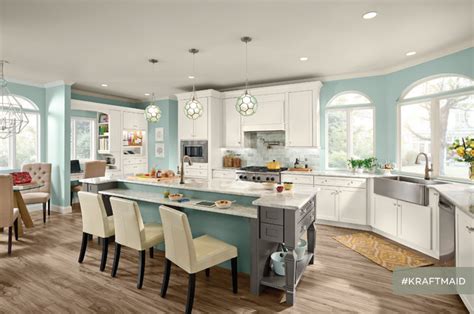 Kraftmaid Evercore Kitchen Cabinetry In Dove White And Greyloft