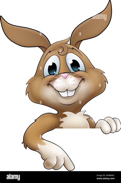 Easter Bunny Rabbit Cartoon Character Peeking Sign Stock Vector Image