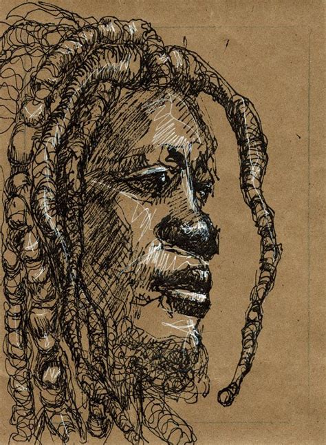 Pen And Ink Original Drawing Dreadlock Rastafarian By Vhmckenzie 150