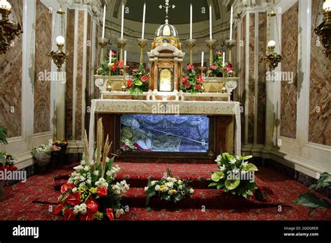 Faithful Inside The Crypt Where The Body Of Saint Alfonso Maria De