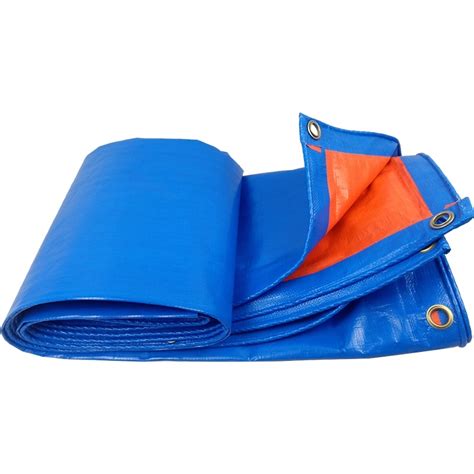 Blue Plastic Waterproof Canvas Cover Sheet Blue Orange Color Heavy Duty