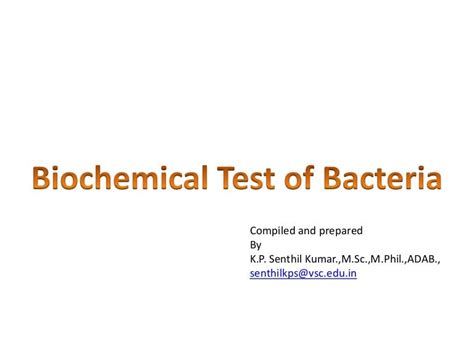 Biochemical Test Of Bacteria