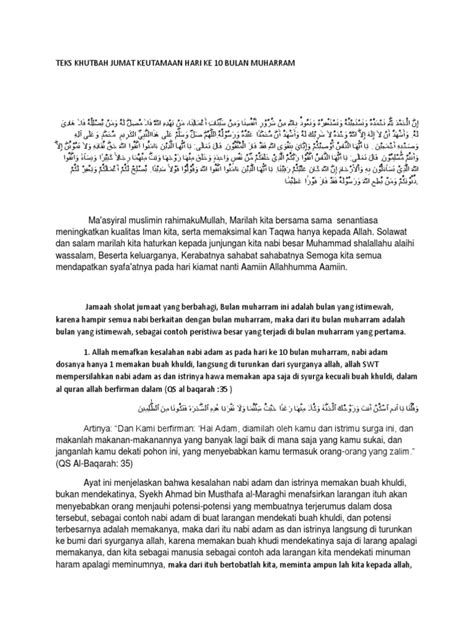 Teks Khutbah Jumat Keutamaan Hari Ke 10 Bulan Muharram Pdf