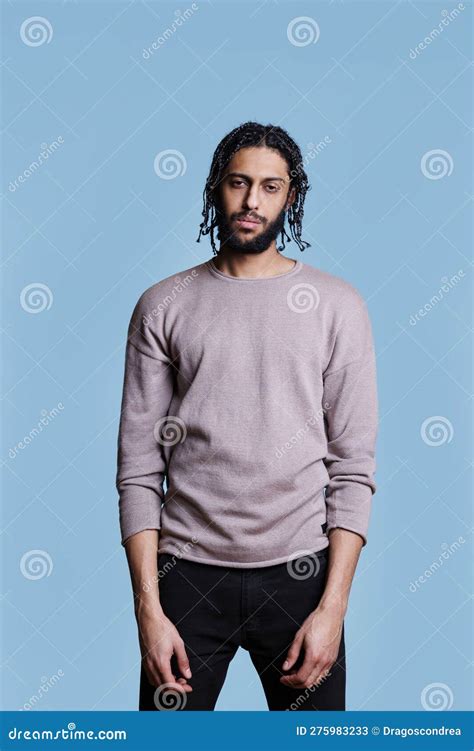 Cool Confident Handsome Arab Man Standing Portrait Stock Image Image