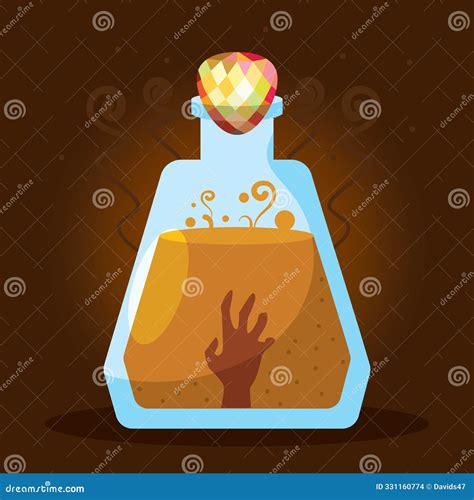 Spooky Bottle With Mysterious Hand Vector Stock Vector Illustration