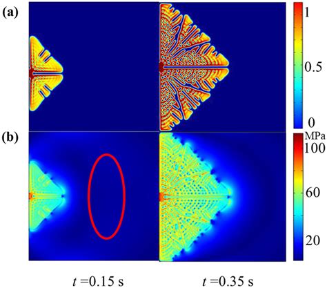 Evolution Of Single Dendrite A Phase Field Sequence Variable B Stress