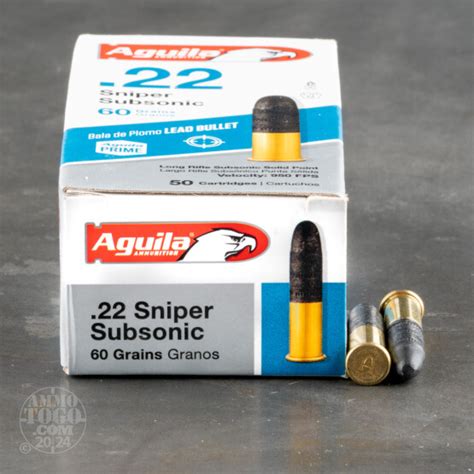 22 Long Rifle Lr Ammo 50 Rounds Of 60 Grain Lead Round Nose Lrn By Aguila