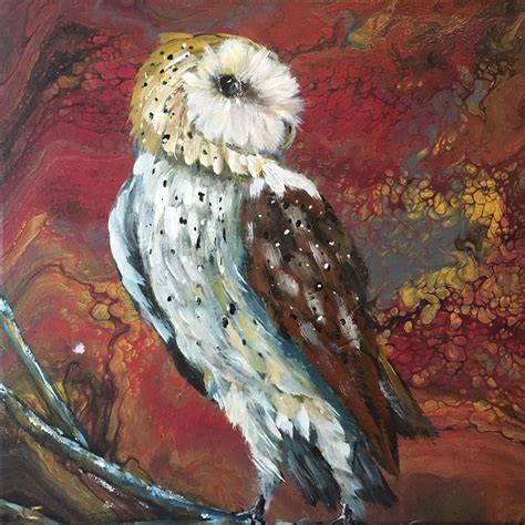 Barn Owl Acrylic Pour Acrylic Painting Etsy