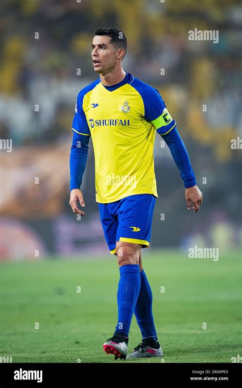 Cristiano Ronaldo of Al-Nassr FC in action against Al-Raed FC during ...