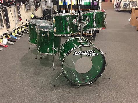 Ludwig 70s Vistalite 5 Piece Drum Set In Green Reverb