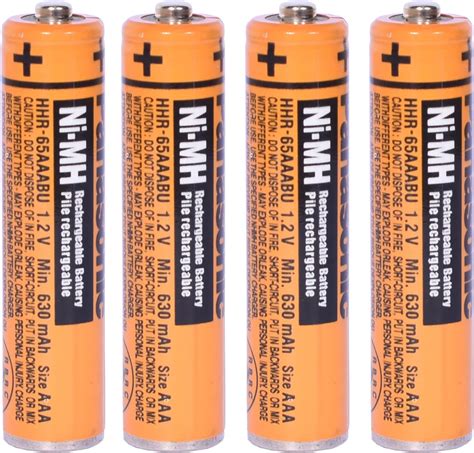 Amazon 4 Pack 630mAh 1 2V AAA Rechargeble Battery HHR 65AAABU NI