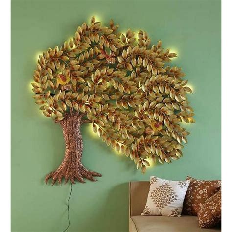 Wall Hanging Golden Tree Decor Item with Light - RichesM Healthcare