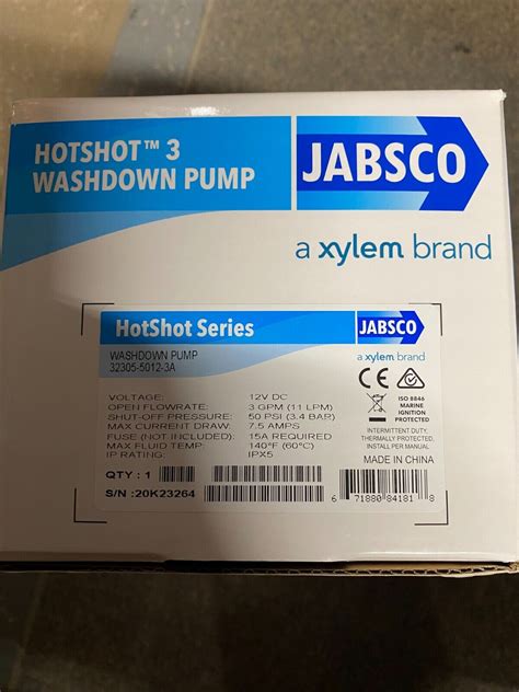 Jabsco Hotshot 3 Washdown Pump 12v 3gpm 50psi For Sale Online Ebay