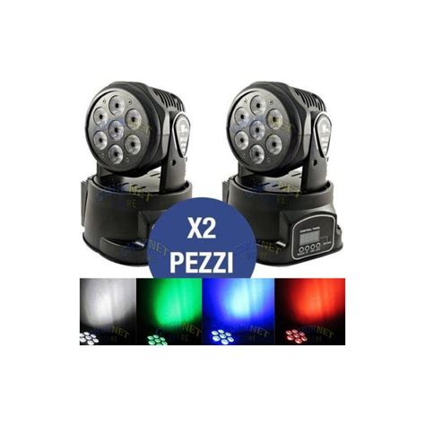 KIT 2X PROIETTORE LED RGB TESTA MOBILE ROTANTE EFFETTI DISCOTECA DJ