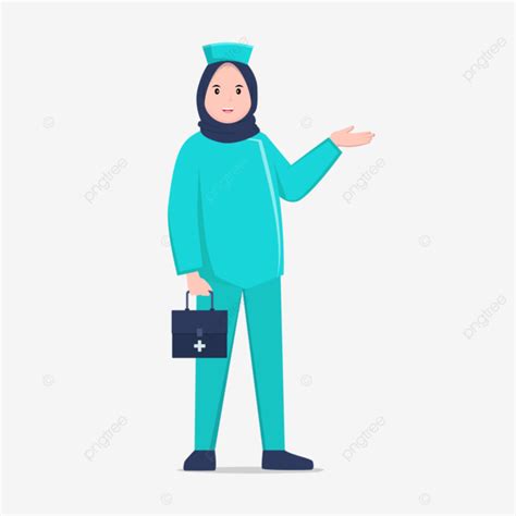 Cute Muslim Nurse Vector, Nurse, Nurse Day, Cute Nurse Illustration PNG and Vector with ...