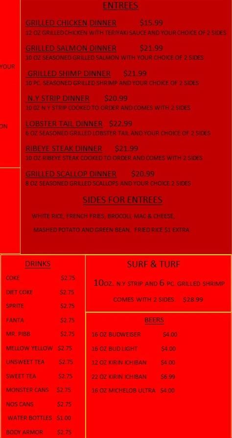 Fusion Restaurant Menu Frankfort KY