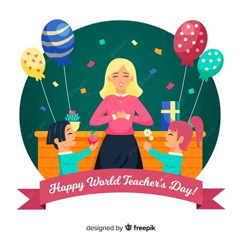 Premium Vector | Hand drawn world teachers day with balloons