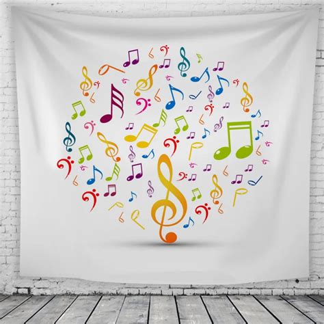 Colourful Music Note Tapestry Wall Hanging Bedroom Living Room