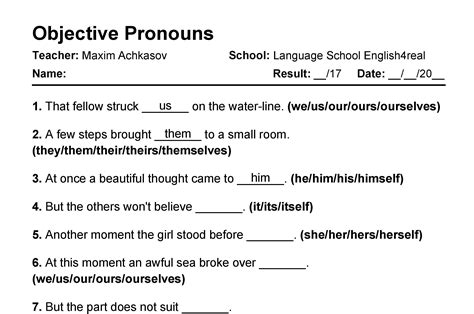 Objective Pronouns Beginners Interactive Worksheet Object Pronouns