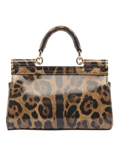 Dolce Gabbana Small Sicily Bag In Shiny Leopard Print Leather In