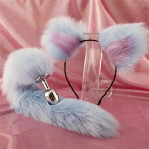Dropship Fox Anal Plug Sex Toys Foxtail Bow Metal Butt Anal Plug Cute