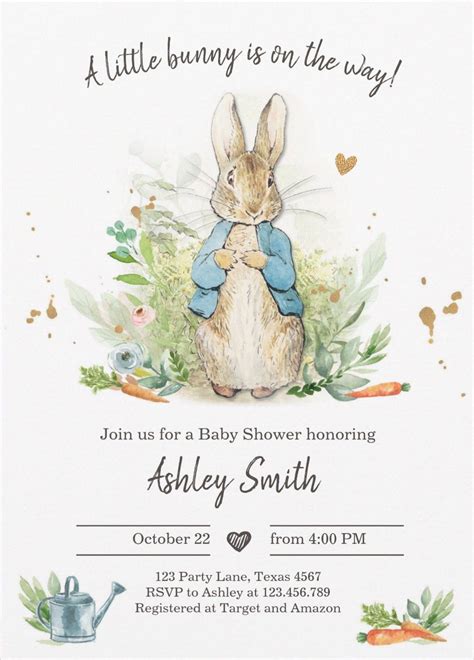 Peter Rabbit Baby Shower Bundle Editable Rustic Bunny Invitation Set