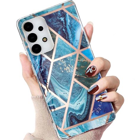 For Samsung Galaxy A13 4g Electroplated Marble Pattern Tpu Phone Case Blue And Green