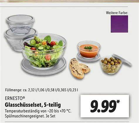 Ernesto Glasschüsselset 5 tlg Angebot bei Lidl 1Prospekte de