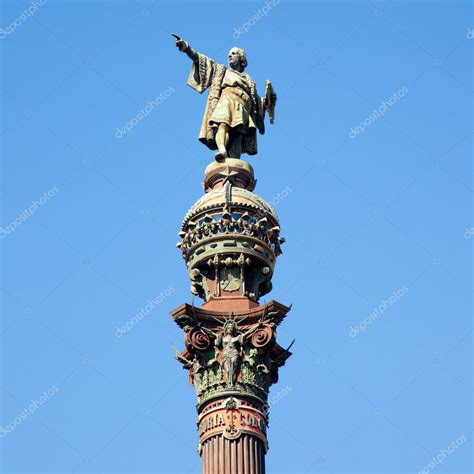 Barcelona Cristobal Colon statue on blue sky Stock Photo by ©lunamarina 10819018