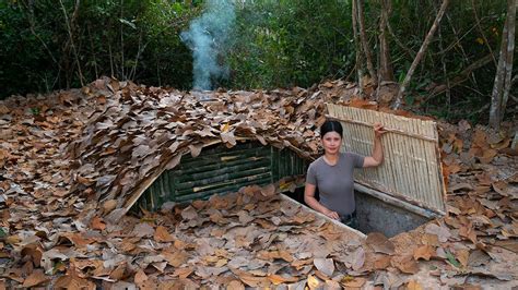 Building A Survival Shelter And Fireplace In The Earth Warm Shelter