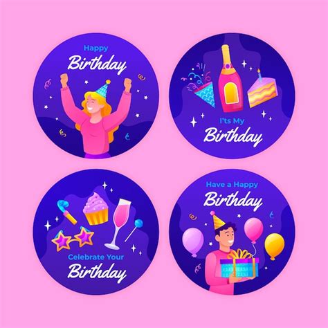 Free Vector Birthday Celebration Labels Template