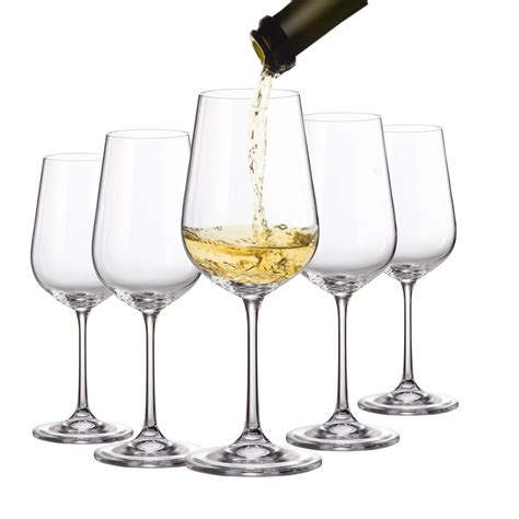 Jogo De 6 Taças De Vidro 390Ml Para Vinho Tori Branco MadeiraMadeira