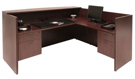 Legacy Double Box File Pedestal Reception Desk- Mahogany - Walmart.com ...