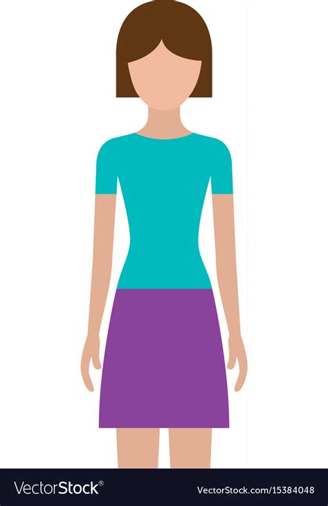 Colorful Silhouette Faceless Front View Woman Vector Image