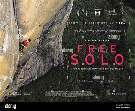 FREE SOLO, British poster, Alex Honnold, 2018. © National Geographic ...