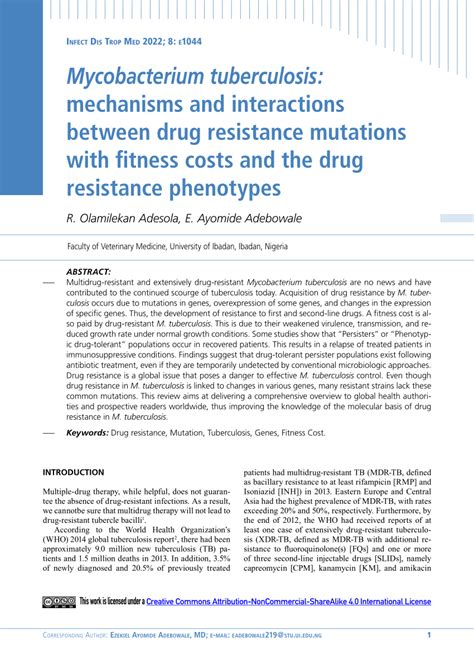 PDF Mycobacterium Tuberculosis Mechanisms And Interactions Between