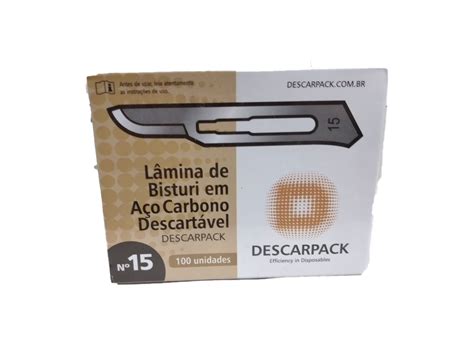 Lâmina Bisturi Carbono n15 Caixa 100 Unidades Descarpack BRASIL