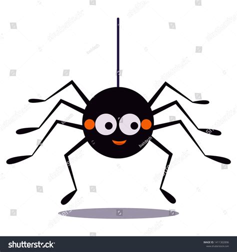 Cute Smiling Black Spider Hanging On Stock Vector (Royalty Free) 1411302896 | Shutterstock