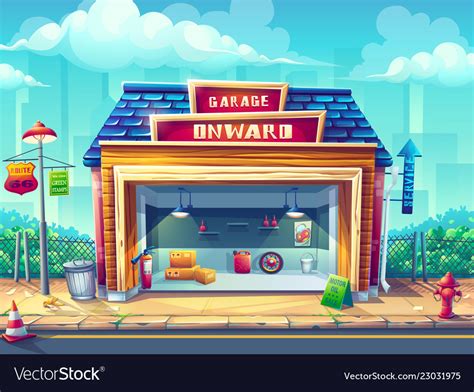 Cartoon background the garage Royalty Free Vector Image