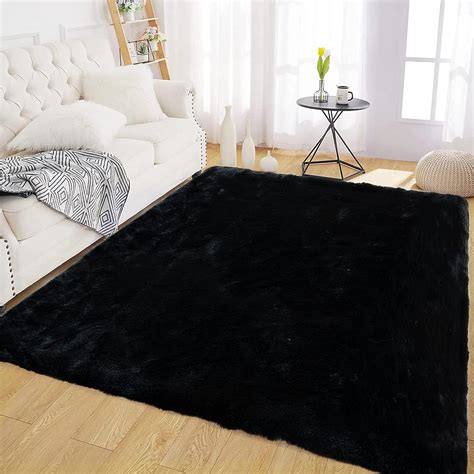 Amazon Latepis 5x7 Area Rugs Black Fluffy Rug Washable Faux Fur